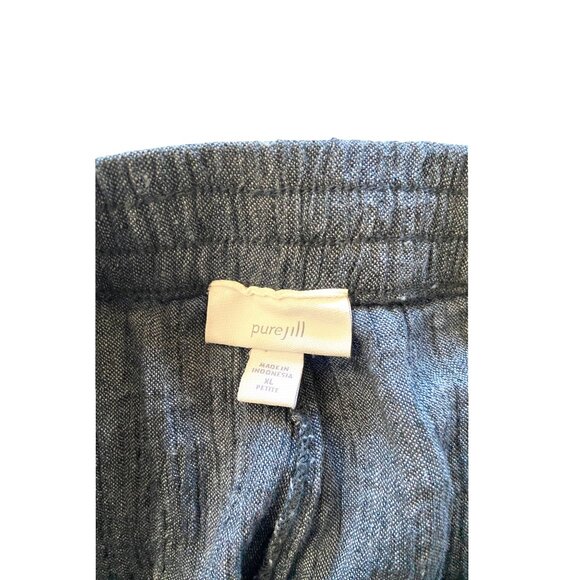J.Jill Pure Jill Linen Blend Cropped Drawstring Pants Blue Size XL Coastal Boho - Picture 3 of 13